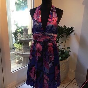 Adrianna Papell cocktail halter flare w/crinoline